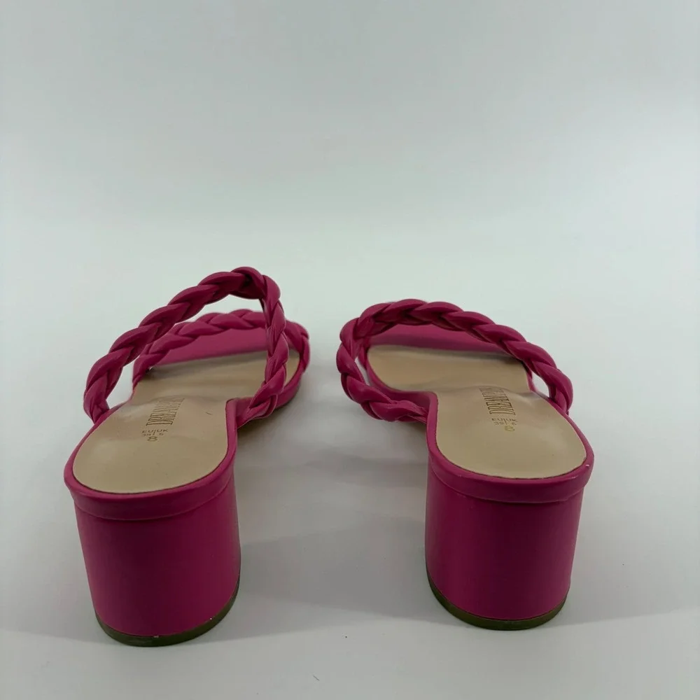 Dream Pairs Womens 8 Pink Sandals Braided Block Heel Mule